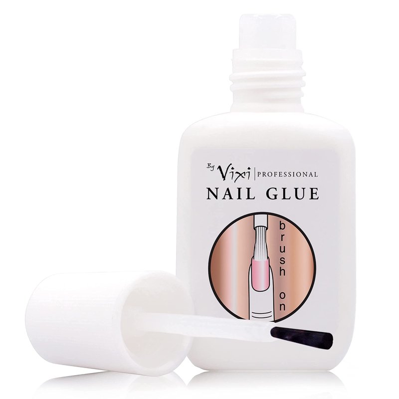 15ml By Vixi Extra Strong Nail Glue with Brush and Free PREP File Clear Instant Dry Adhesive, Professional Salon Quality
