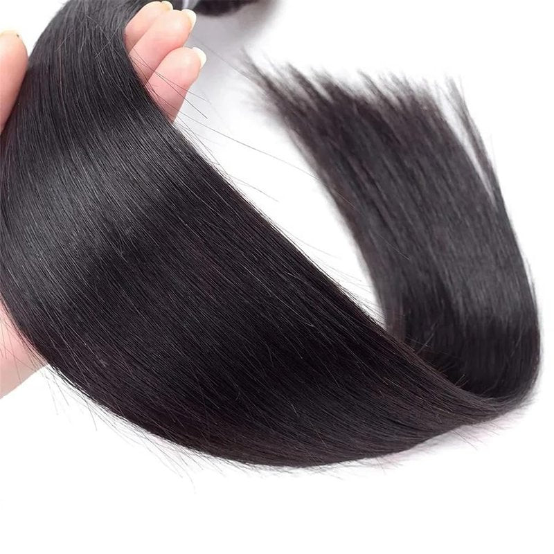 Straight Bundles Human Hair Natural Black Color Human Hair Bundles 12 14 16 Inch Brazilian Virgin Remy Hair Extensions Healthy And Soft 3Pcs/Set For Women Deals