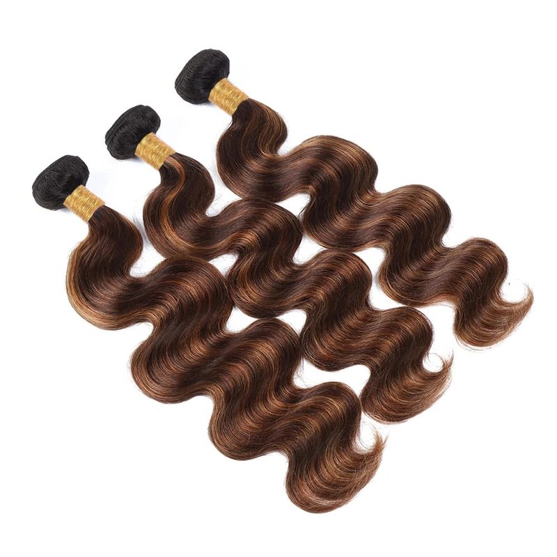 Light Brown Bundles Human Hair Highlight Body Wave Human Hair Bundles P4/30 Chocolate Brown Bundle 14 16 18 Inch Healthy And Soft Brazilian Virgin Remy Hair Extensions For Women