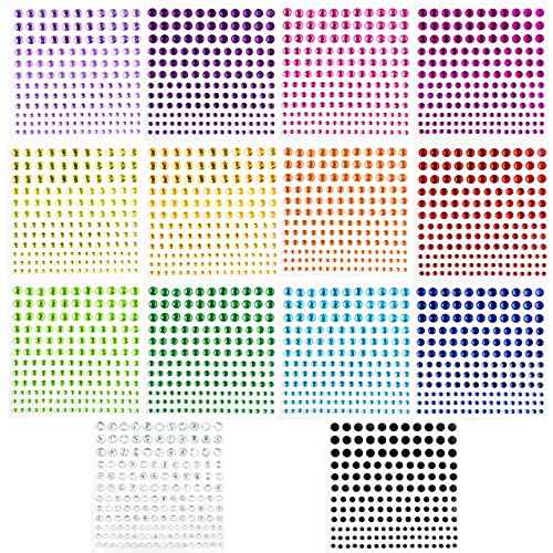 2310 PCS Self Adhesive Rhinestone Gem Stickers for Face Nail Body Makeup Festival,4 Size 14 Sheets Bling Jewels Stickers Earrings for DIY Kids Craft Card Decorations