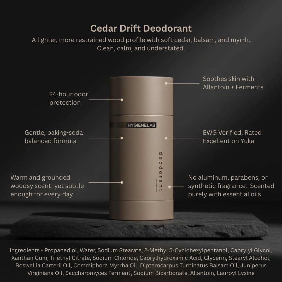 HygieneLab Fragrance-Free & Unscented Deodorant for Men – EWG Verified, Aluminum-Free, Non-Toxic Odor Protection for Sensitive Skin