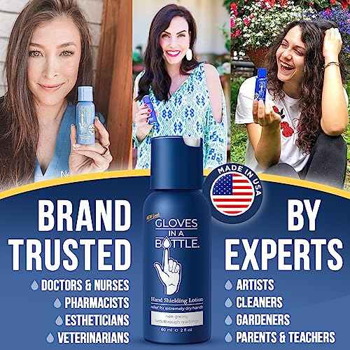 Gloves In A Bottle Hand Lotion for Nurses ? Best Travel Hand Cream for Dry, Cracked Hands, Eczema & Psoriasis Relief ? Silicone Glove Hand Lotion for Healthcare Workers ? 2 oz