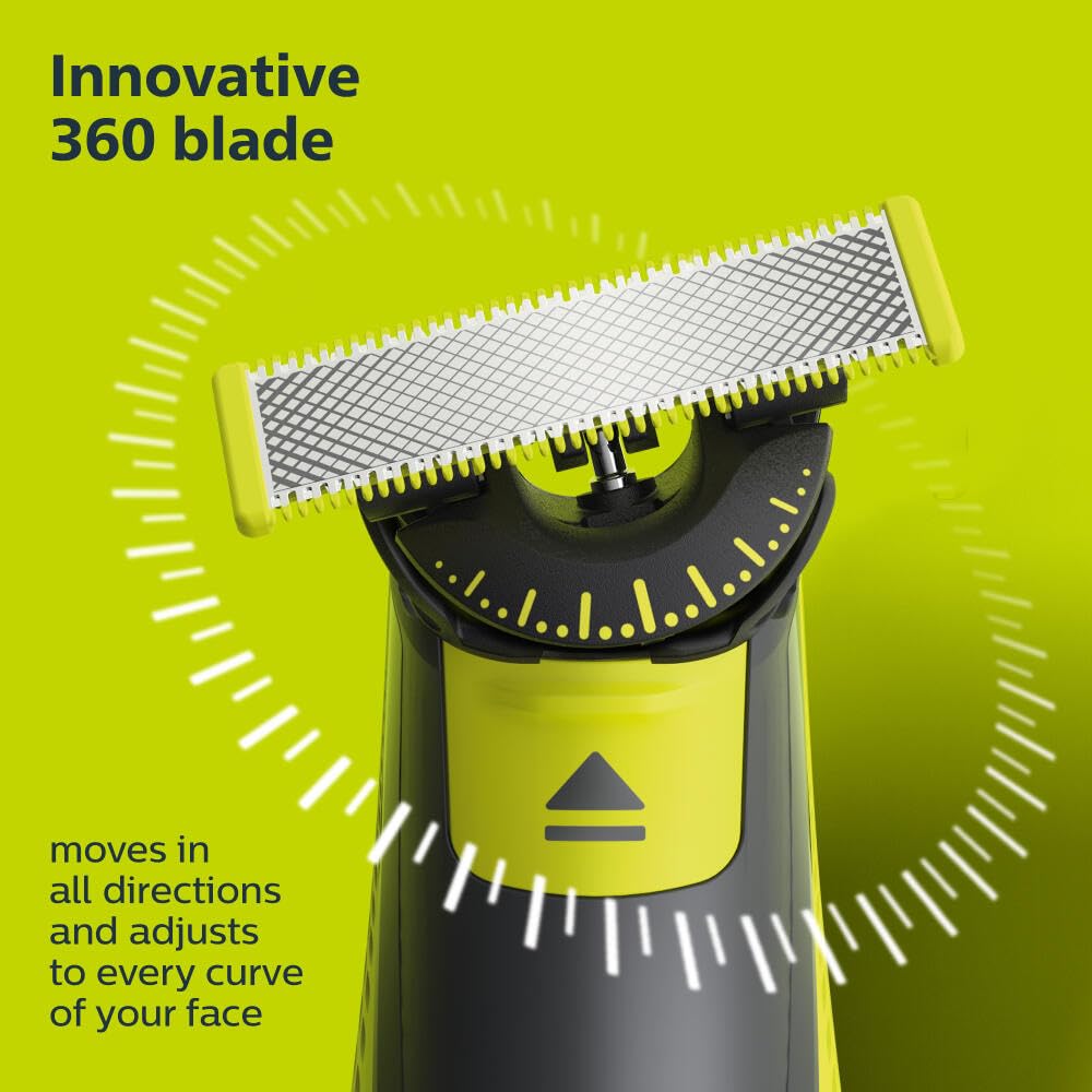 Philips Norelco OneBlade 360 Blade, Genuine Replacement Blade, Face/Body Kit, for OneBlade Electric Shaver and Trimmer, Durable Stainless Steel, Trim, Edge and Shave, QP614/80