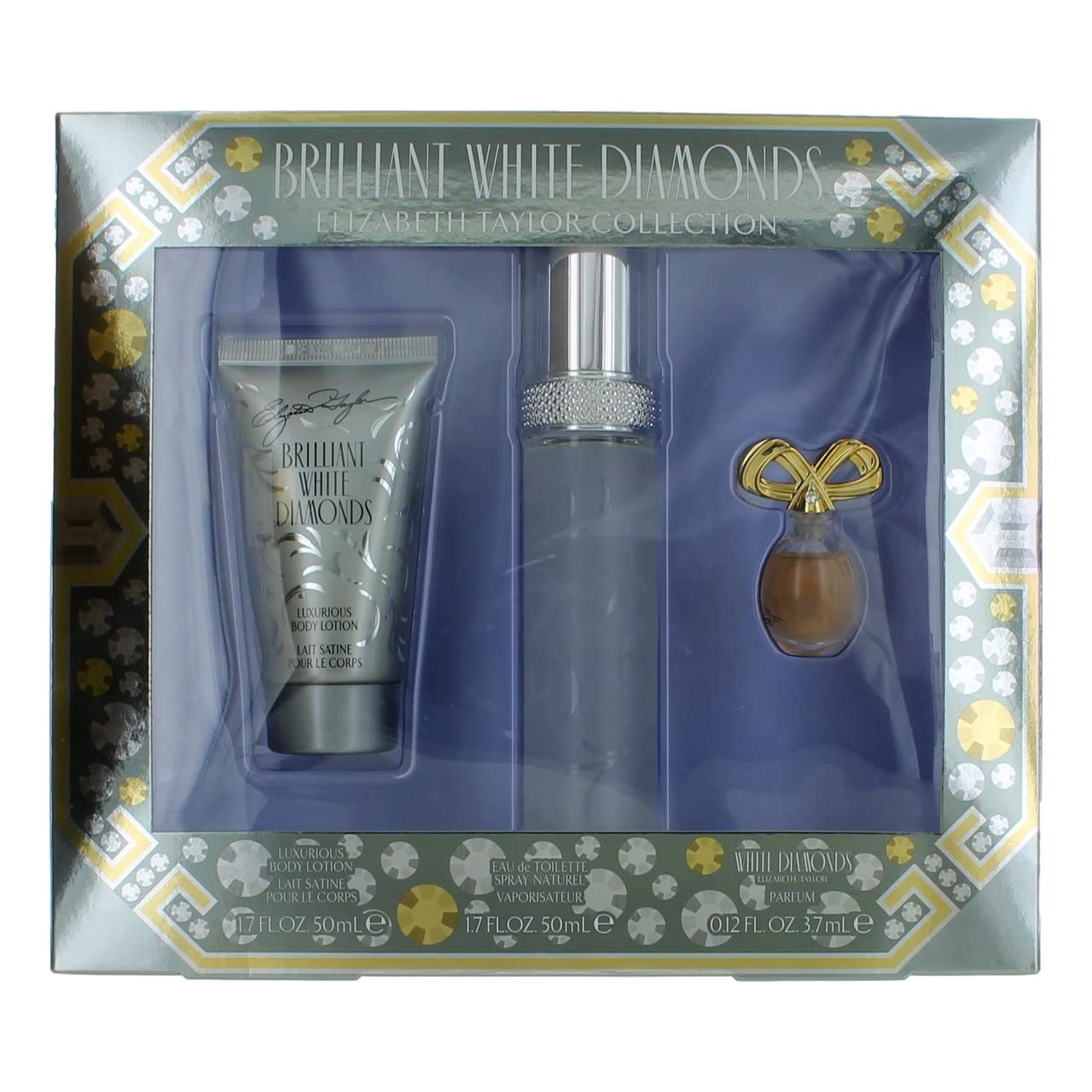 Elizabeth Taylor Brilliant White Diamonds Ladies Gift Set With Spray, Body Lotion & Perfume