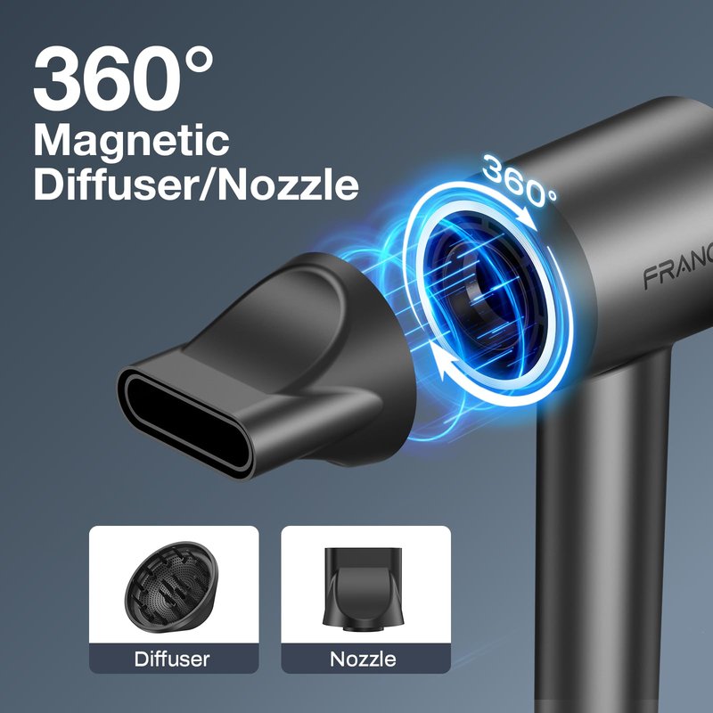 Hair Dryer for Women, Professional High-Speed & 200 Million Ionic Hairdryer, Fast-Drying Low Noise with Magnetic Diffuser & Nozzle, HD Display, Light and Quiet Hair Blow Dryer, Gifts for Men and Women