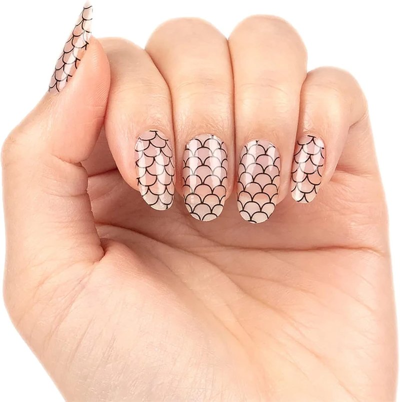 Mermaid Nail Polish Strips - Black & Clear Overlay | Easy Application, Long-Lasting Finish