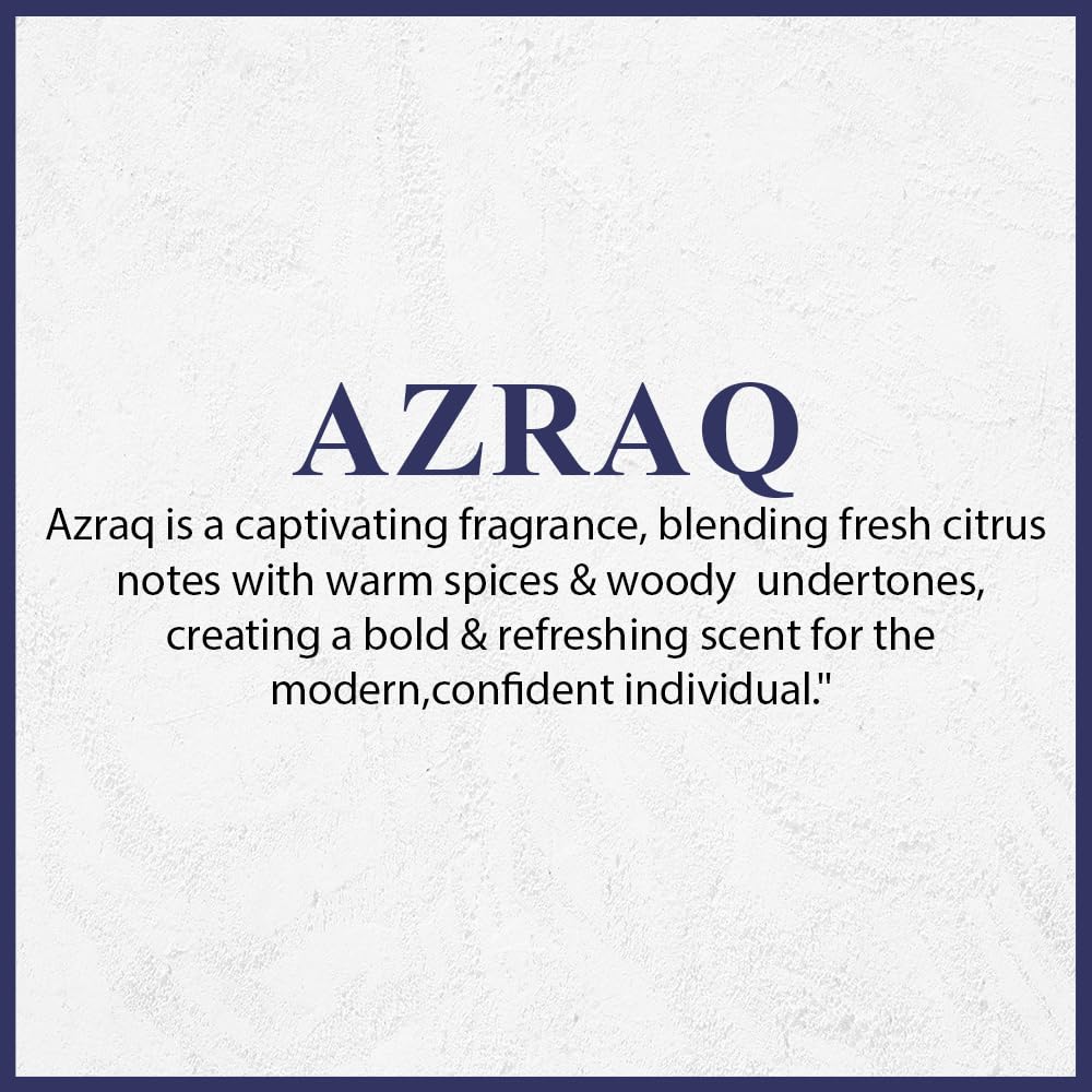 ARIF Azraq Perfumes – Fruity & Fresh Eau de Parfum for Men – Pear, Lavender, Lotus, Cinnamon, Black Vanilla Husk & Amber – Long-Lasting Fragrance – 3.4 oz