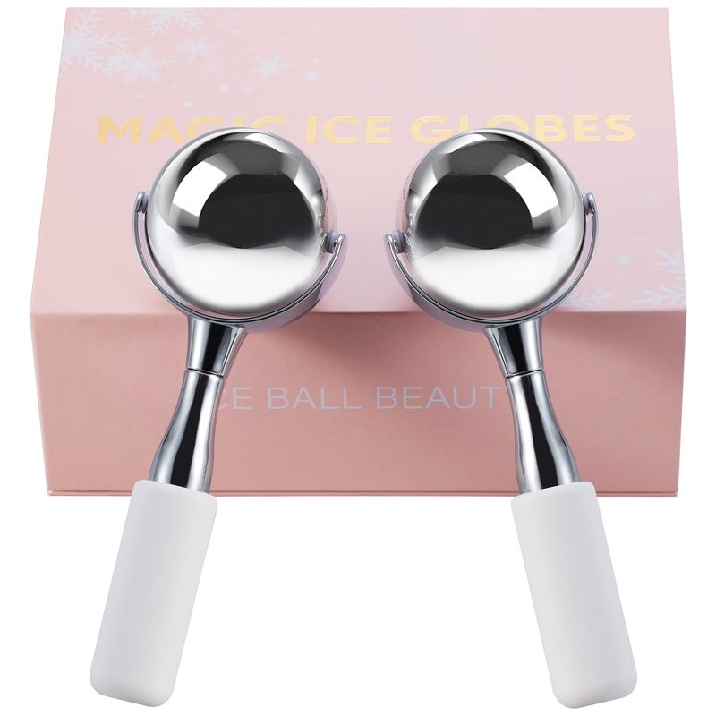 Cryo Sticks for Face-360 Rotating Unbreakable Steel Ice Globes, Cold Massage Roller Ball -Facial Skin Care Tools for Women, Ice Globes for Face and Eyes-Face Ice Roller-Ice Roller for Face