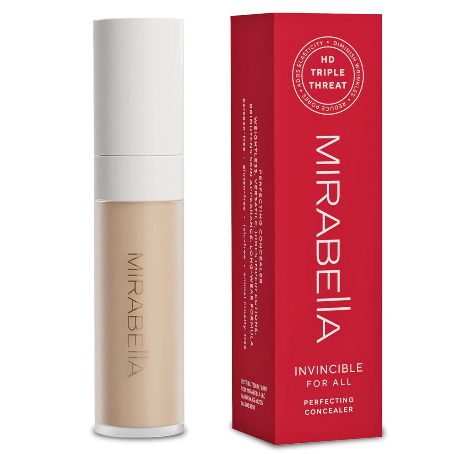 Mirabella Invincible Under Eye Concealer - Full Coverage Hydrating Formula for Dark Circles & Fine Lines | Fair F60