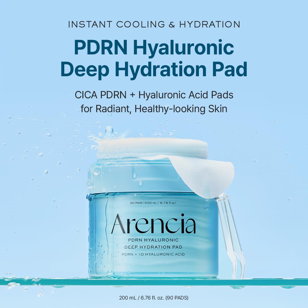Arencia PDRN Hyaluronic Deep Hydration Toner Pads, 90 Count, 6.76 fl. oz, with 10 Types of Hyaluronic Acid for All Skin Types