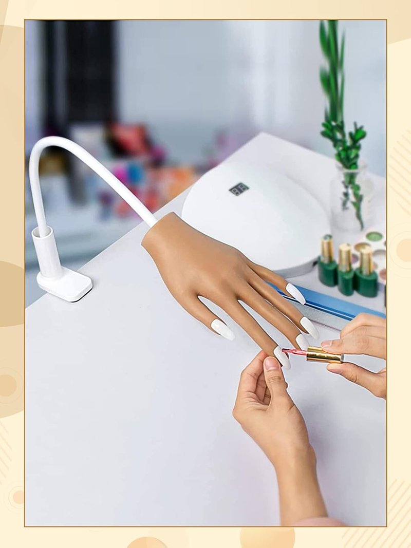 Acrylic Nail Practice Hand - Flexible Silicone Mannequin with 200 Nail Tips | Realistic Design for Perfecting Techniques
