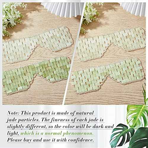 Hercicy 2 Pcs Jade Eye Mask Green Jade Stone Facial Cooling Mask for Alleviate Puffiness Face Massage Relax Eyes Relieve Migraine Meditation Beauty (White,Green)