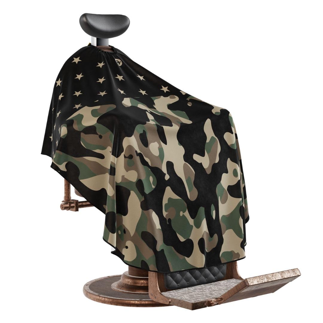 Professional Barber Cape - Hair Cutting Cape with Adjustable Neck Closure, Salon Quality Styling Cape for Hairdressers and Barbers - Army