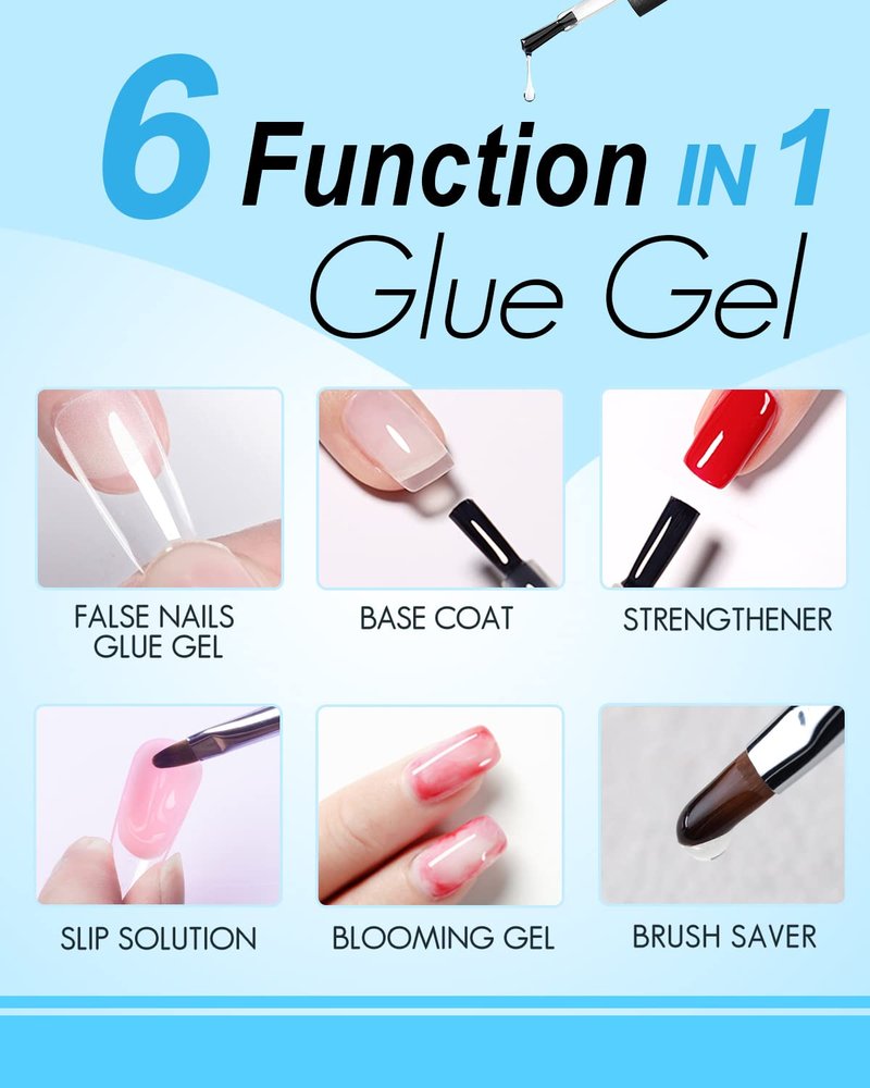 Soft Gel Full Cover Almond Nail Tips Kit - 6-in-1 Nail Glue Gel Included