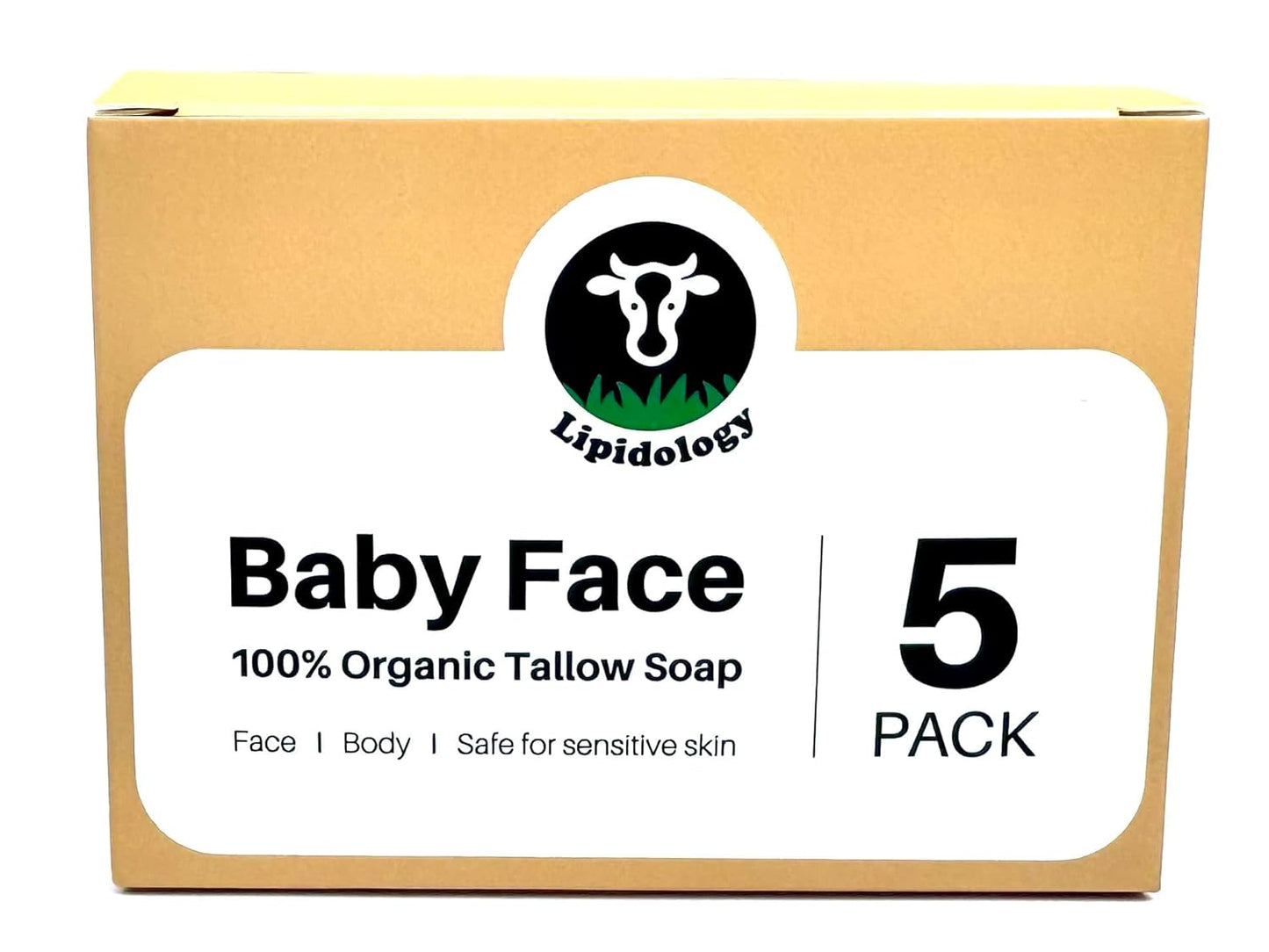 Tallow Soap - Unscented Natural Soap Bars | 5 Pack, 300g for Gentle Cleansing