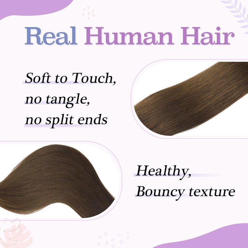 Sindra Human Hair Clip in Hair Extensions, 4 Chocolate Brown Clip in Hair Extensions Real Human Hair for Women, 14inch 100g 6Pcs Remy Natural Human Hair