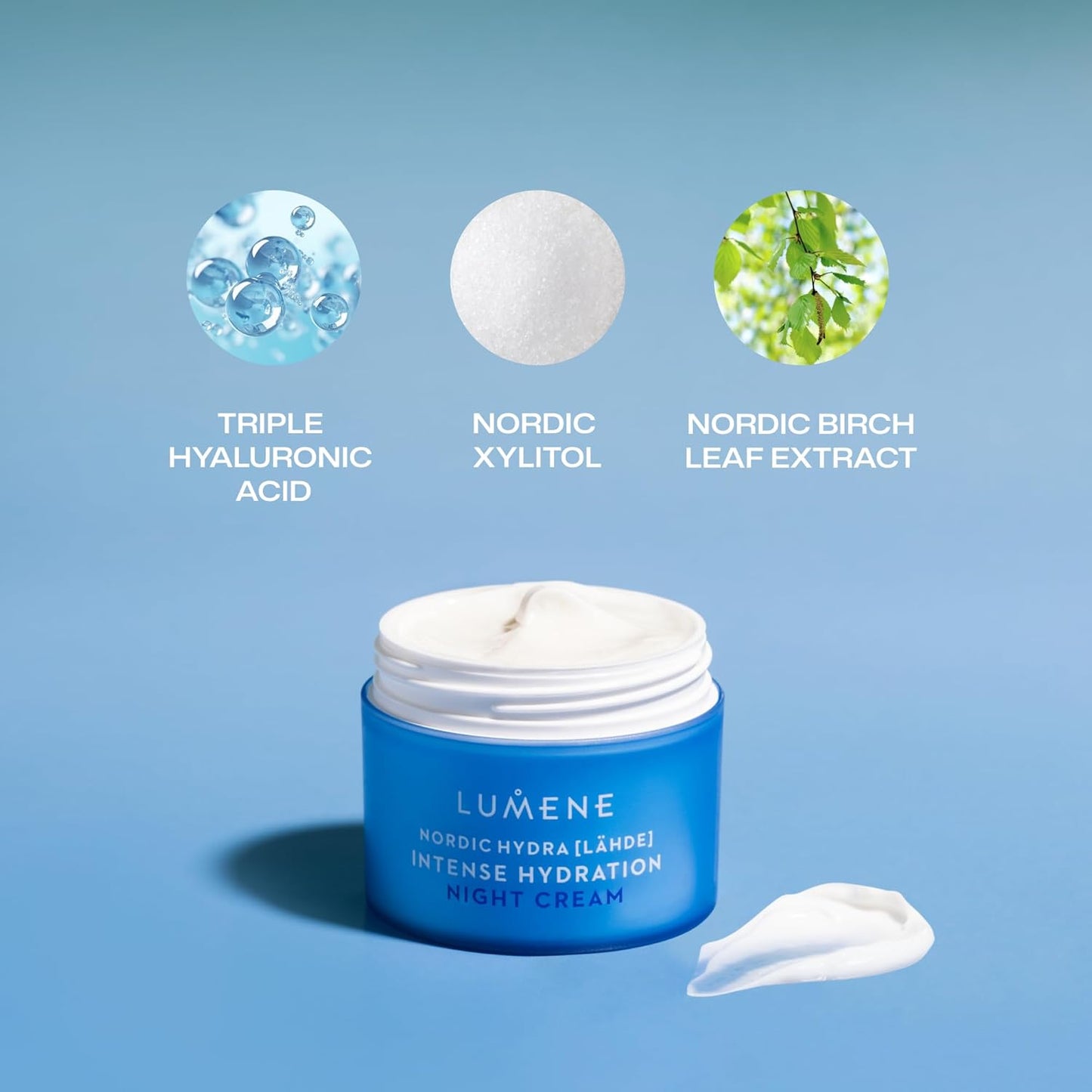Lumene Nordic Hydra Intense Hydration Night Cream - Plumps & Smooths Dehydrated Skin | Vegan Formula | 50ml
