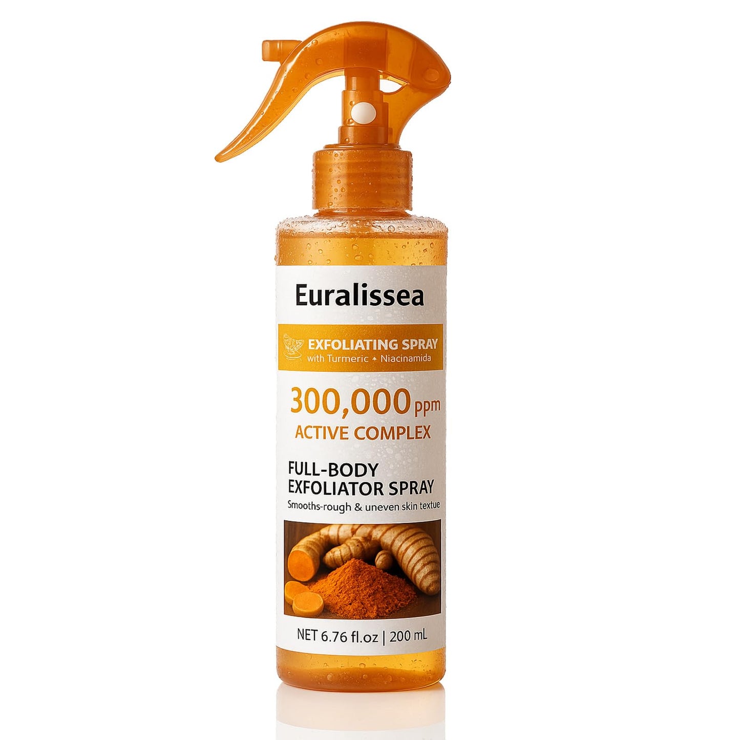 Euralissea Peel Shot Body & Face Turmeric Mist – Botanical Exfoliating & Skin Comfort Spray for Smooth, Radiant, and Supple Feel 200mL