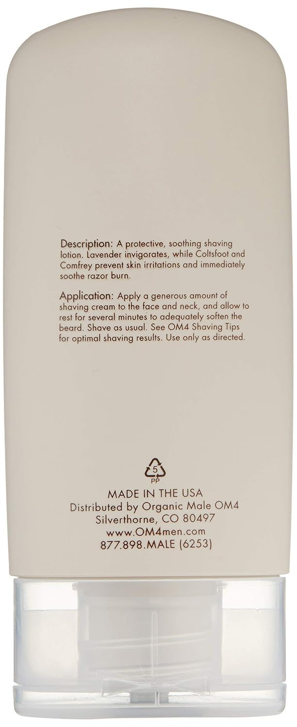 Organic Male OM4 Shave - Soothing Herbal Shaving Emulsion | All-in-One Preshave Oil & Cream for Men
