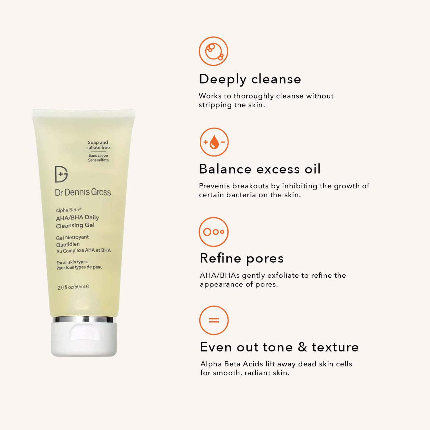 Dr Dennis Gross Alpha Beta® AHA/BHA Daily Cleansing Gel, for Skin That is Dull, Congested and Uneven Tone & Texture