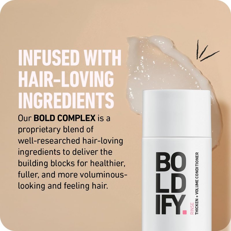 Boldify Thicken Volume Conditioner - Ultimate Biotin Formula for Hair Thickening, Split End Repair, Nourishment, and Fine or Oily Hair for Women & Men