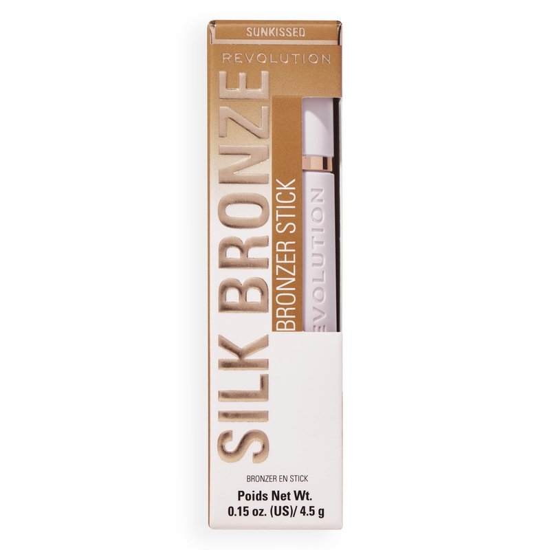 Revolution Beauty London, Skin Silk Bronzer Stick, Buildable Color for Cheek, Eye, & Lip, Cream-to-Powder Formula, Vegan & Cruelty-Free, Light Sunkissed, 0.15 oz