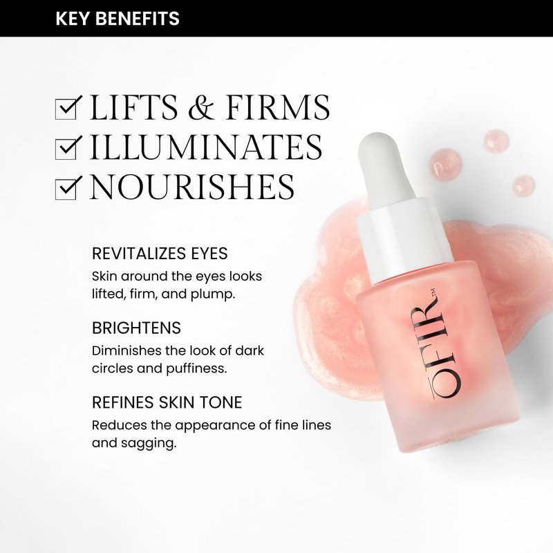 OFIR Bloom Serum Illuminating Gel | Under Eye Brightener Dark Circles Treatment | Lifting Formula With Hyaluronic Acid | Vegan Cruelty Paraben Free Skincare | Hydrating Moisturizer | Peony 1 Fl Oz