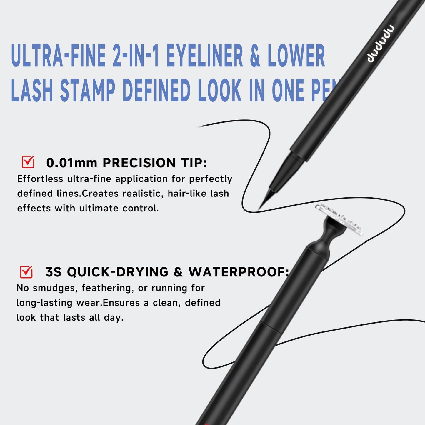 DUDUDU Lower Lash Stamp, Eyeliner Lash Stamp for Bottom Lashes, 2-IN-1 Ultra-Fine Waterproof Eyeliner Pen, Long-Lasting Smudge-Proof Eye Makeup Tool, Natural Lower Lash Stamp for Women