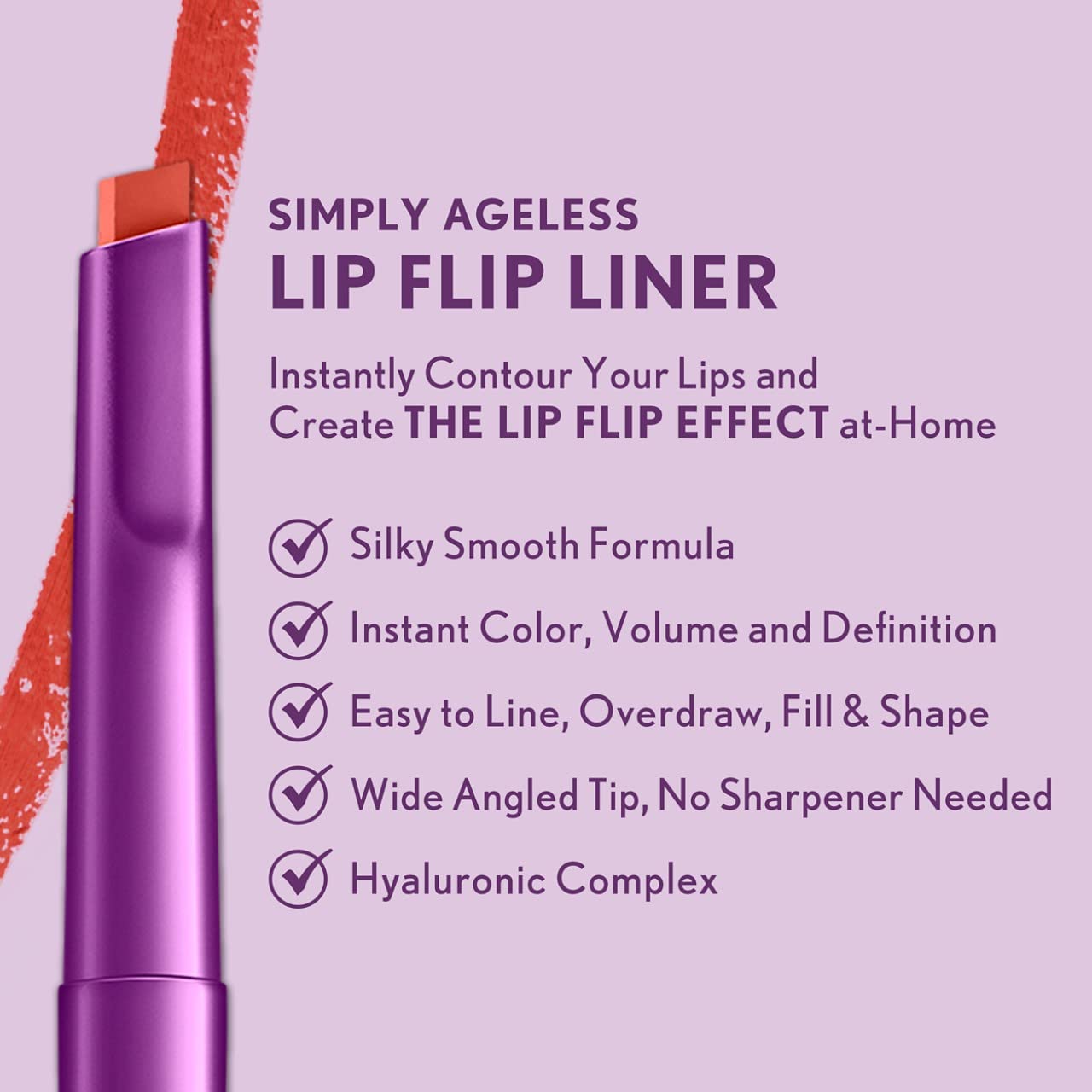 COVERGIRL Simply Ageless Lip Flip Liner, Brilliant Coral, Pack of 4