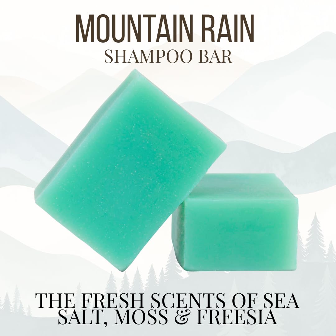 Big Crazy Buffalo Pure Bison Tallow Buff Shampoo Bar, Mountain Rain, (2 pack) - Scents of Sea Salt, Moss, & Freesia - Cleans, Moisturizes, Naturally Derived, No Dyes, No Chemicals, No Preservatives