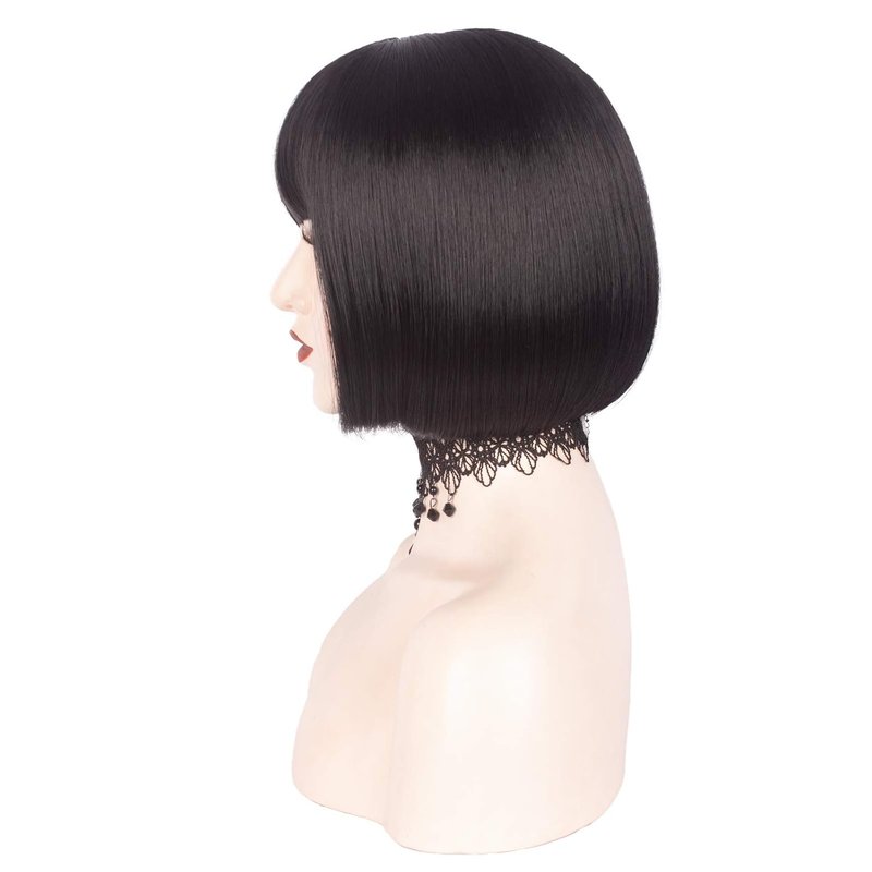 Short Bob Wig with Bangs - Synthetic Full Wig for Women | 11 Inches, Perfect for Daily Wear & Cosplay