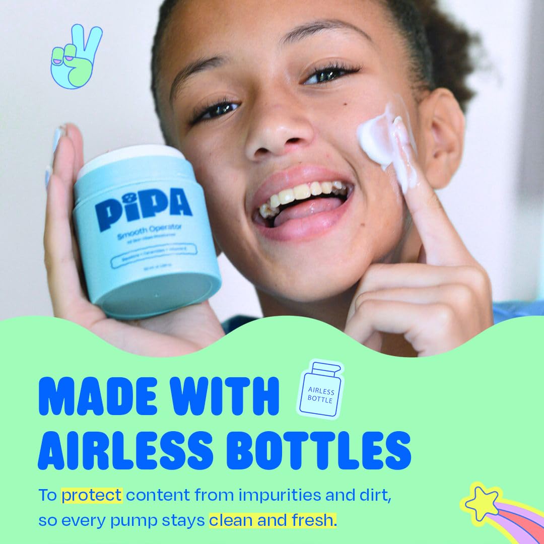 Pipa Skincare Daily Glow Bundle for Kids | Moisturizer, Cleanser & Cute Pouch - Gentle Hydrating Skincare Gift Set