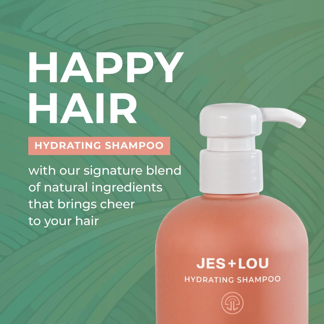 JES+LOU Sulfate Free Hydrating Shampoo with Natural Ingredients for Dry or Damaged Hair, Paraben Free Formula for Deep Moisture, Natural Shine, and Hair Repair, Vegan and Toxin Free (10 oz)