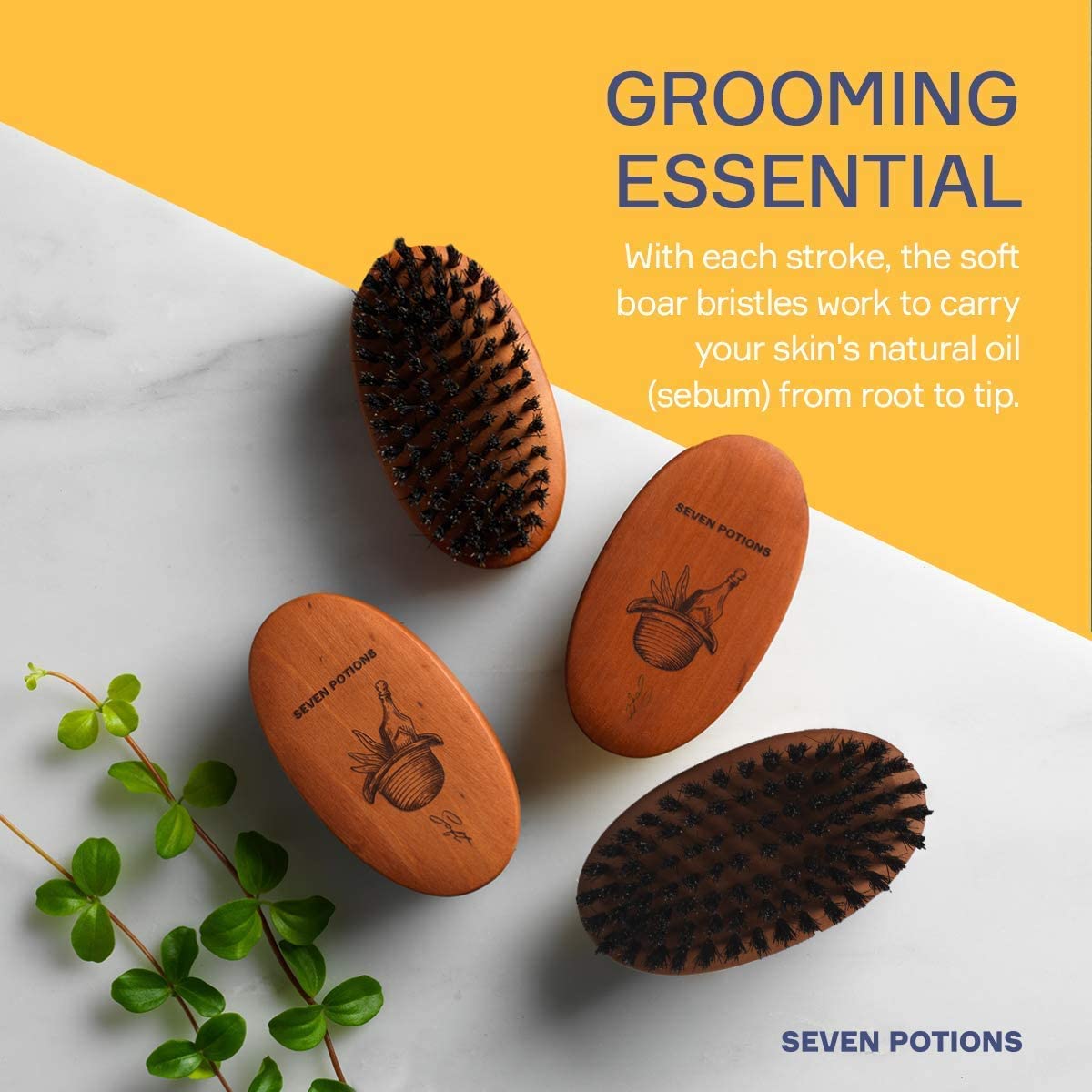 Beard Brushes Duo Set - Soft & Firm Boar Bristle Brushes for All Facial Hair Types | Perfect Grooming Kit