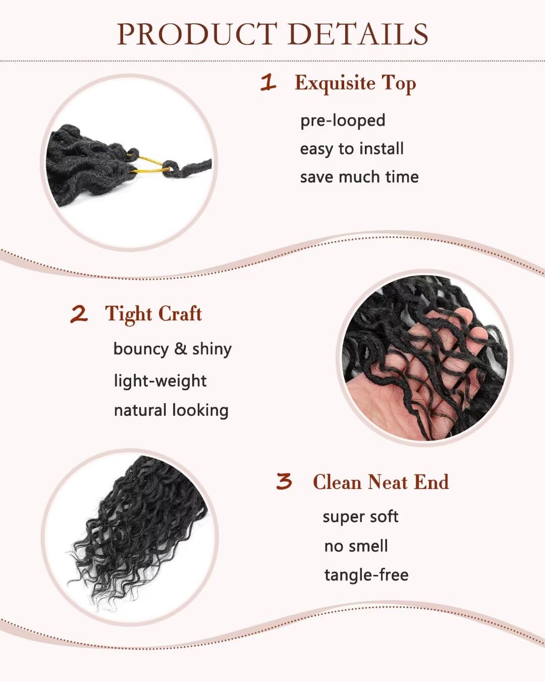New Goddess Locs Crochet Hair 30inch Long River Faux Locs Braids with Curly End Long Boho Hippie Locs Style Synthetic Hair Extensions (30" 6Packs 1B#)