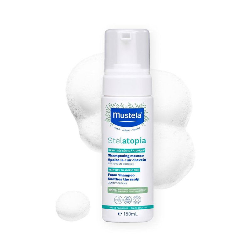 Mustela Stelatopia Foam Shampoo for Eczema-Prone Baby Skin - Natural Avocado & Sunflower Oil | 5.07 fl. oz.