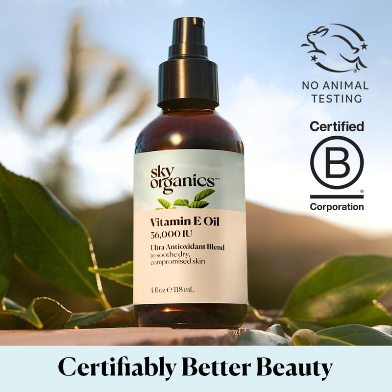 Vitamin E Oil Blend for Face - Organic Antioxidant Facial Oil, 36,000 IUs | 100% Pure & Cold-Pressed, 3.97 fl oz