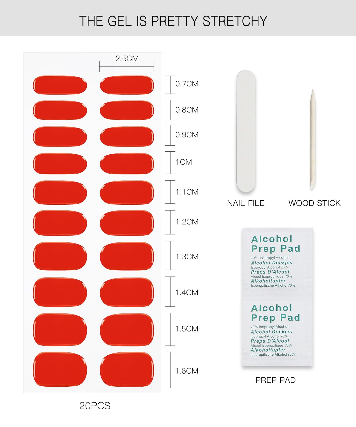 JMEOWIO Semi Cured Gel Strips Nail Art Sticker Wrap Red