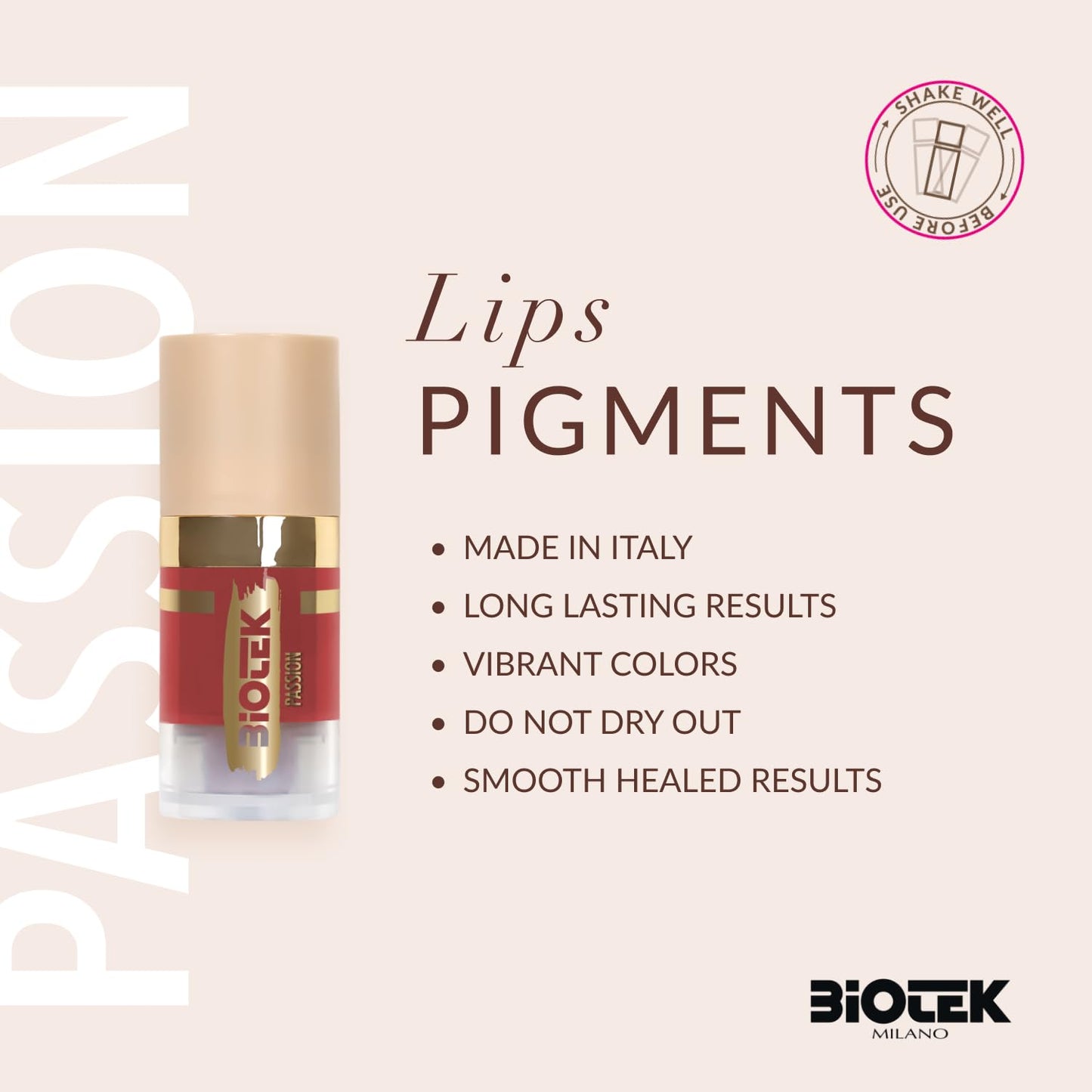 Biotek Lip Pigment - Coral Red Permanent Makeup | 0.24 fl. oz. Made in Italy