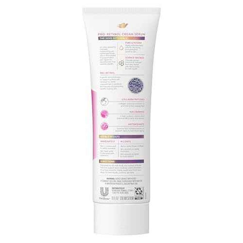 Dove Cream Serum Pro-Retinol + Firming for Elasticity and Firmness, with Collagen Peptides, Niacinamide and Antioxidants Lotion, 8 oz