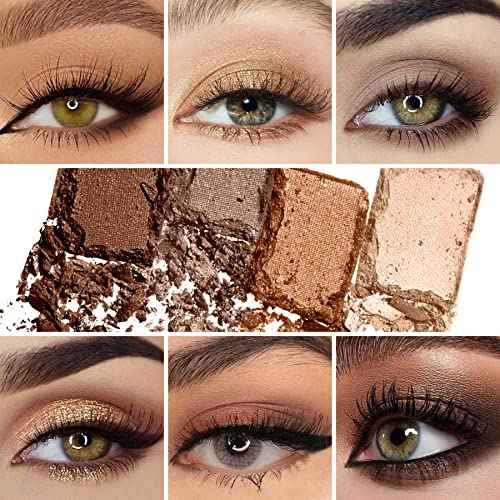 Nude Neutral Eyeshadow Palette, Matte and Shimmer Eye Shadows Long Lasting Blendable Eyeshadow with Makeup Brushes Set Warm Brown Waterproof High Pigment Powder Pallet 25B