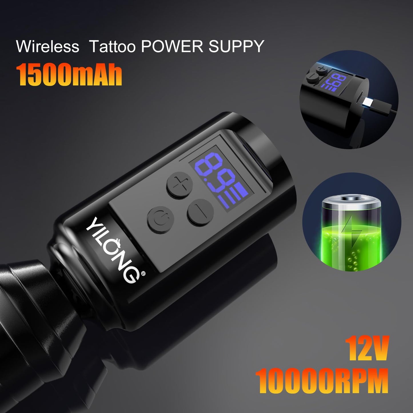 Tattoo Machine Kit Wireless - Tattoo Guns with 1500mAh Power Supply, Cartridge Needles and Ink Set, Beginner Tattoo Supplies for Temporary and Starter Kits