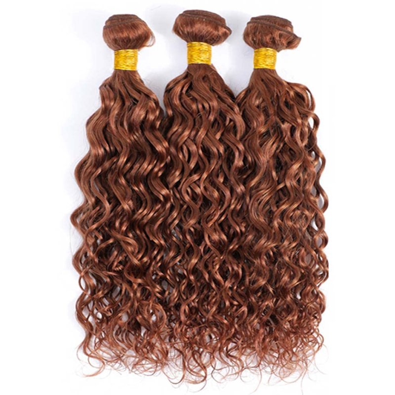 14 16 18 Inch Brown Bundles Human Hair Color 30 Bundles Brown Human Hair Water Wave Bundles Real Unprocessed Hair Wet And Wavy Weave Bundles