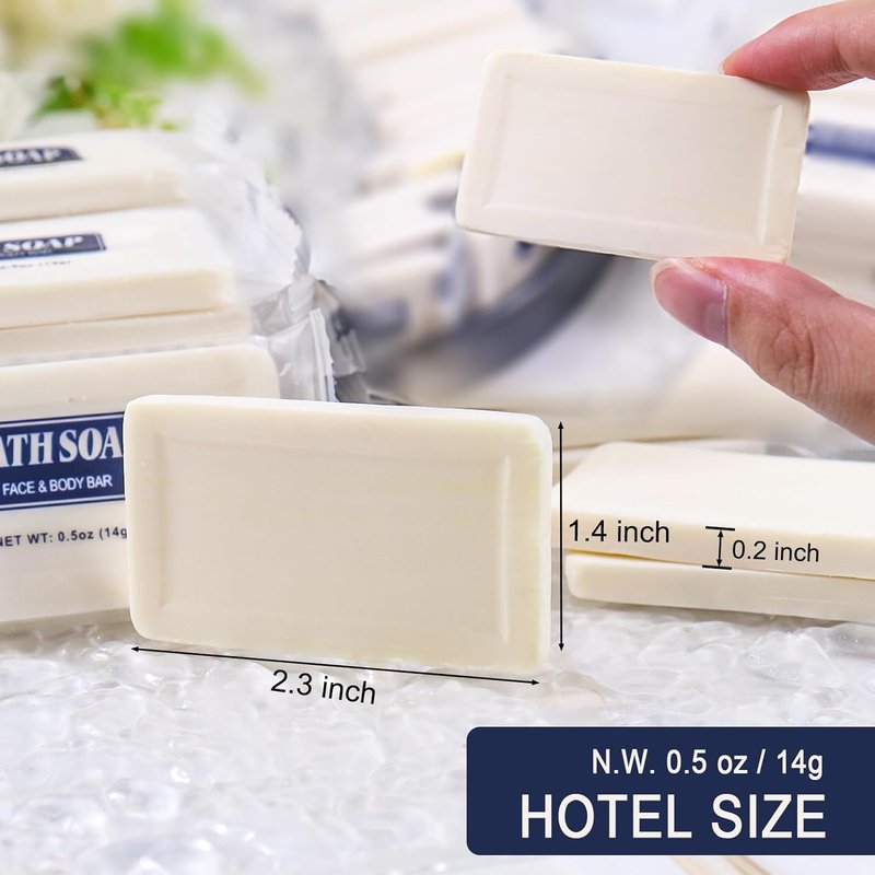 Mini Soap Bars Bulk - 100 Pack Individually Wrapped Travel Size 0.5 oz Toiletries for Hotels | Small Bar Soap