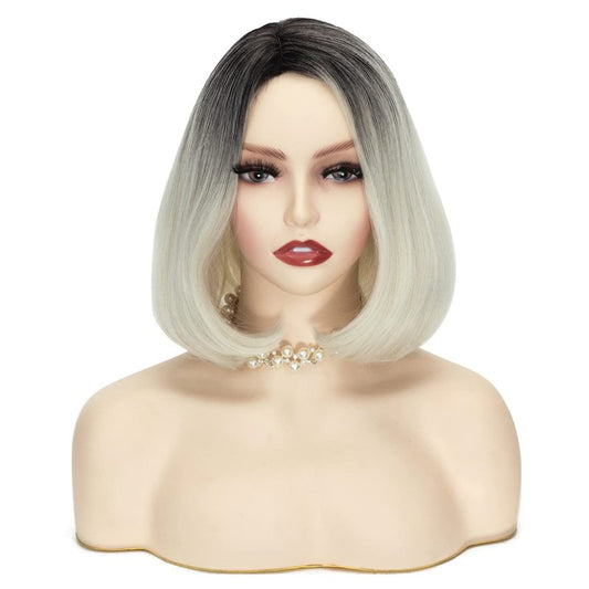 Short Curly Ombre Blonde Wig - Synthetic Bob for Halloween & Cosplay