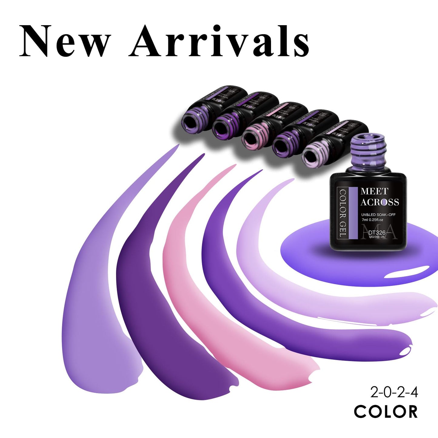 MEET ACROSS Purple Gel Nail Polish Set, 8 Colors Purple Pastel Pink Lavender Gel Polish Soak Off Grape Lilac Violet Gel Nail Art Manicure DIY Salon