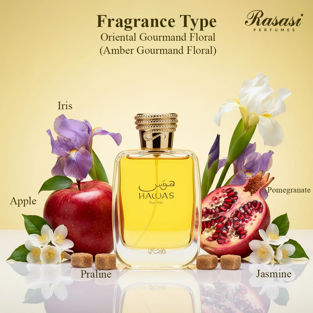RASASI Hawas For Her - Eau de Parfum 100ML (3.4 OZ) - Premium Arabian Perfume For Women, A Signature Women Perfume Long-Lasting Fragrance For All Day Freshness, Ideal Gift For Women for any Occasion