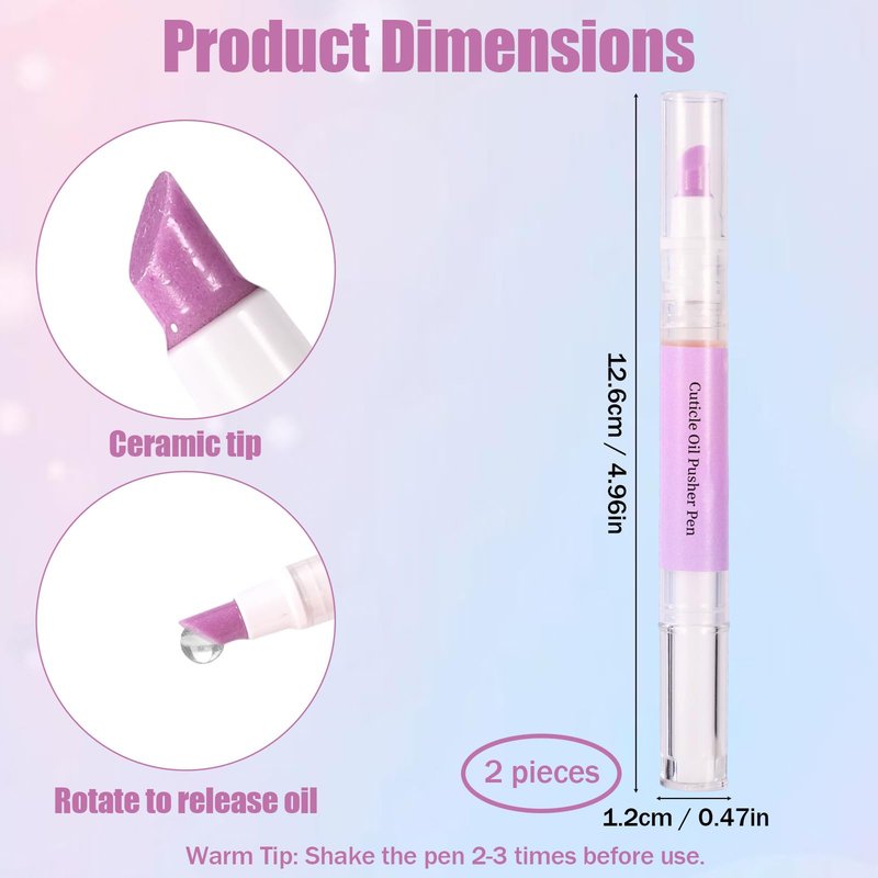 3-in-1 Cuticle Oil Pen, Portable Sassy Cuticle Oil Pusher Pen with Ceramic Tip Remover Cleaner Supplies for Dry Cracked Cuticles Hangnail Moisturize Strengthen & Brighten Nails Care (Purple)