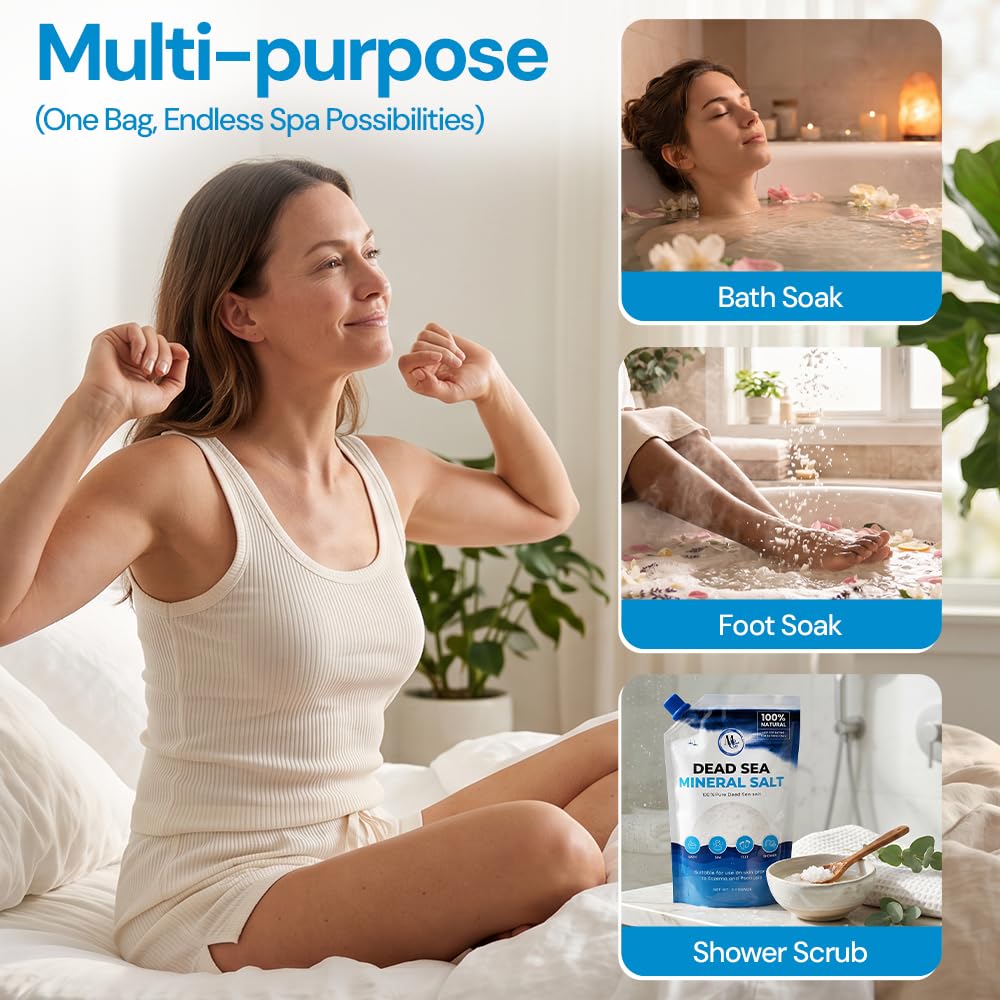 Dead Sea Bath Salt for Bath & Foot Soak, Unscented Fine Grain, 3lb - 4 Pack
