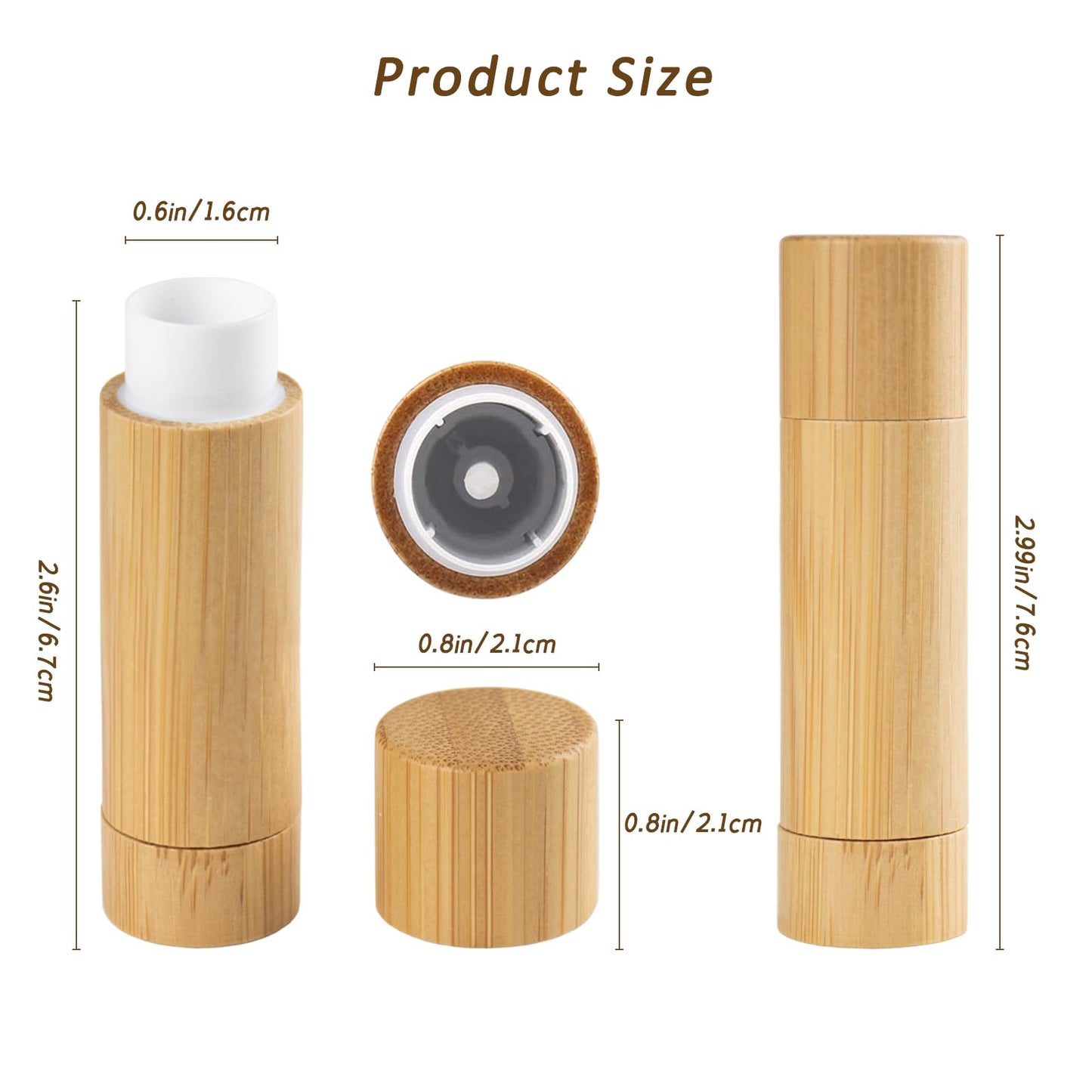 24Pcs Bamboo Empty Lipstick Tubes, AUHOKY 5.5g Refillable DIY Lip Balm Tube Containers with Clear PP Plastic Inner, Cosmetic Lipstick Lip Gloss Deodorant Case Holder For Women Girls Makeup